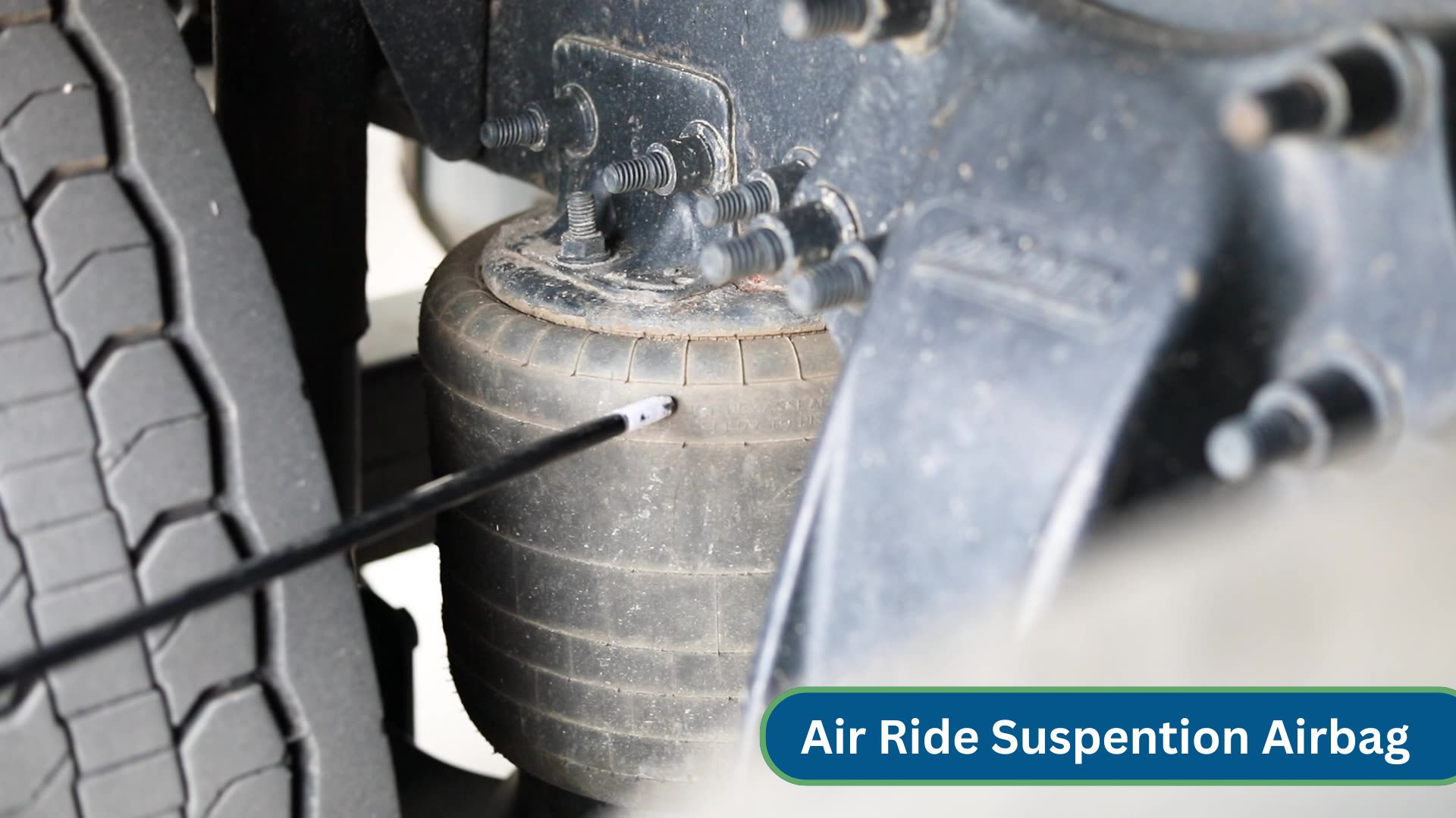 air suspension airbag near tire of trailer
