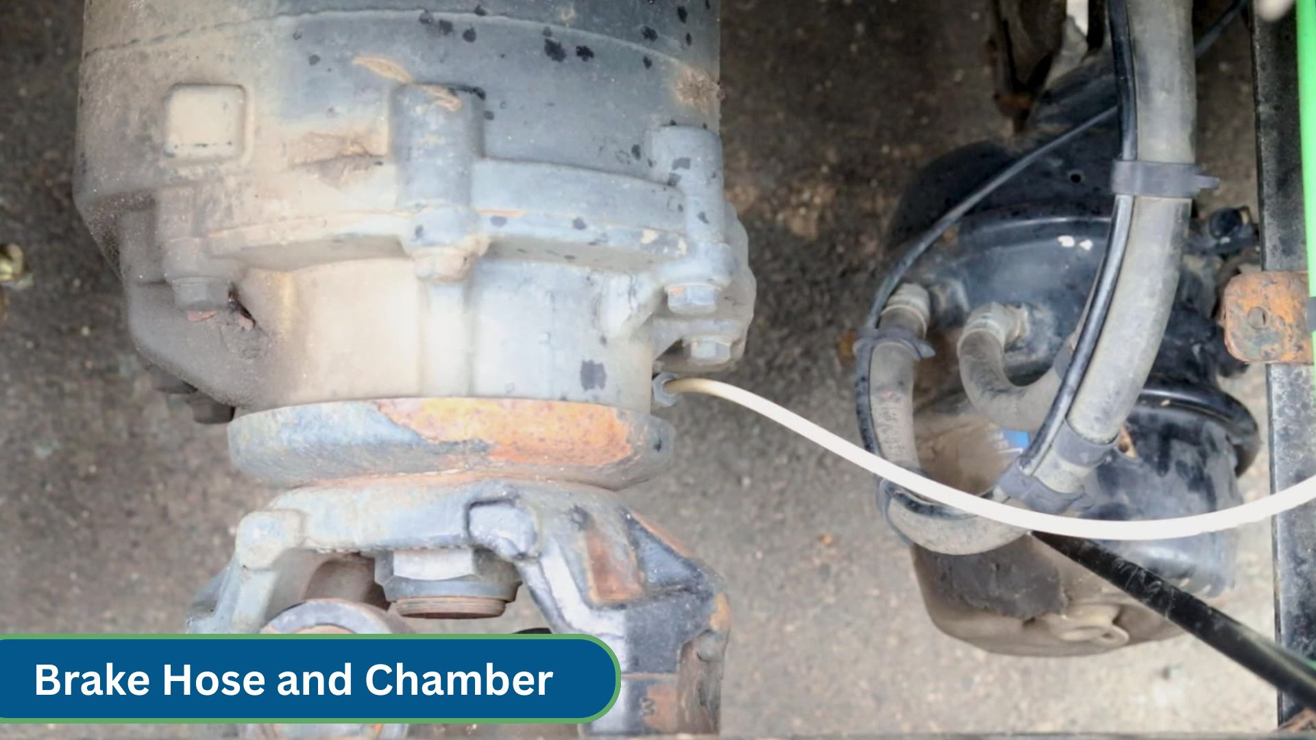 brake hose and chamber under trailer