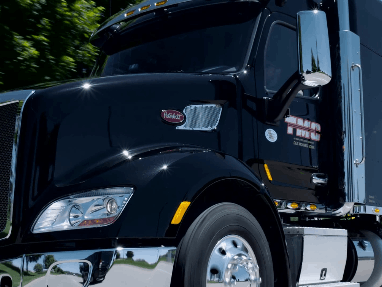 Closeup of TMC semi truck cab