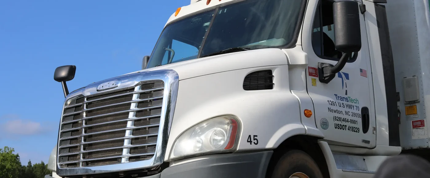 Close-up of a TransTech semi truck cab
